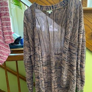 Size med BP cardigan navy peach detailed front longer than back. Lighter weight